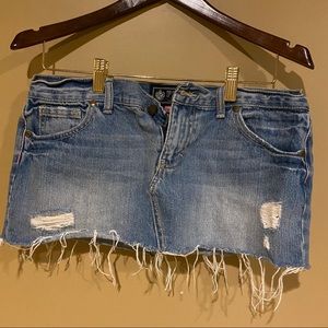 Pink jean mini skirt